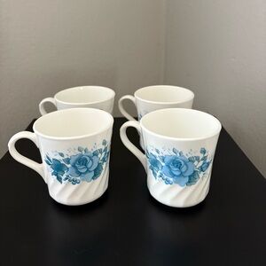 Set of 4 Vintage Corningware Blue Velvet Swirl Coffee Mugs Cups-Used